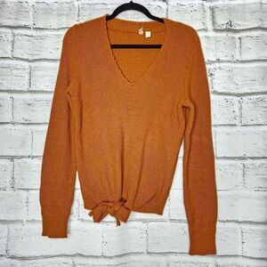 Anthropologie Moth Freeport Ribbed Tie Waist Honey Sweater Womens Small Brown